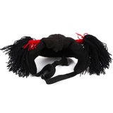 Halloween Nezha headband for pets, featuring soft materials, adjustable fit, and colorful yarn accents.