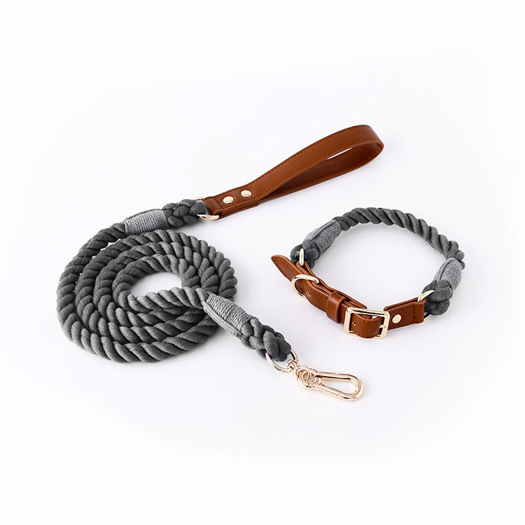 Stylish Woven Leather Dog Leash & Collar - Bark Adventure Shop