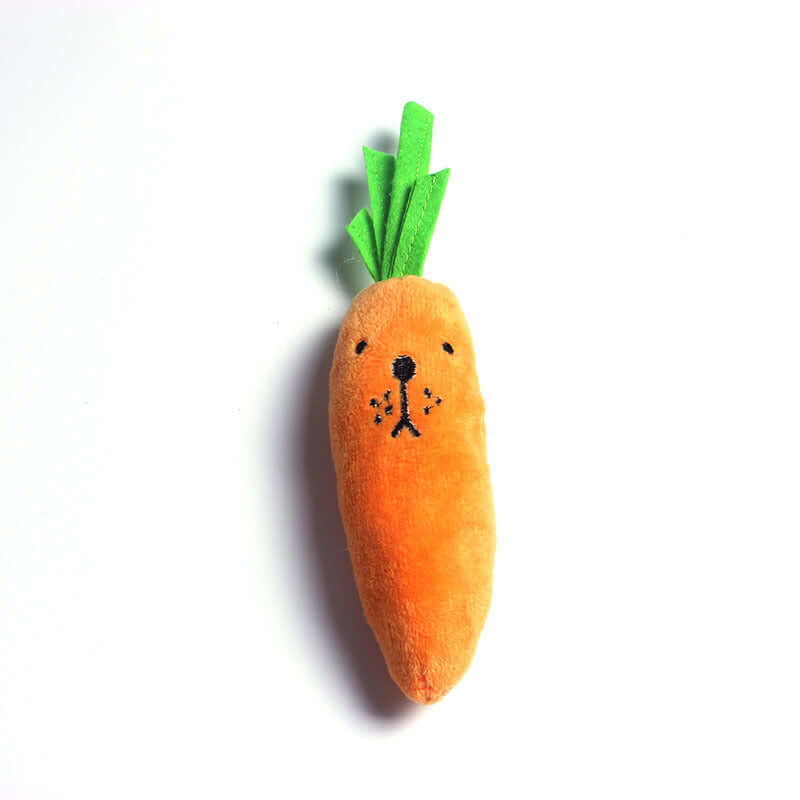 Plush Carrot Chew Toy – Squeaky, Soft & Durable for Pets