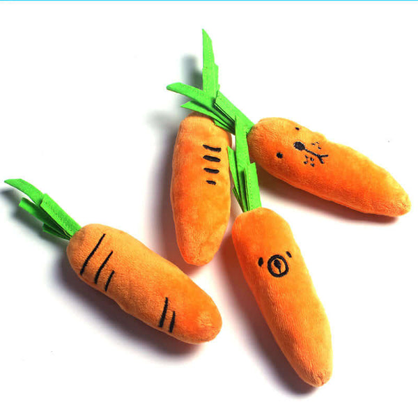 Plush Carrot Chew Toy – Squeaky, Soft & Durable for Pets