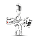 925 Silver Dog Charms: Paw, Bone & Bulldog Beads