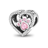 925 Silver Dog Charms: Paw, Bone & Bulldog Beads