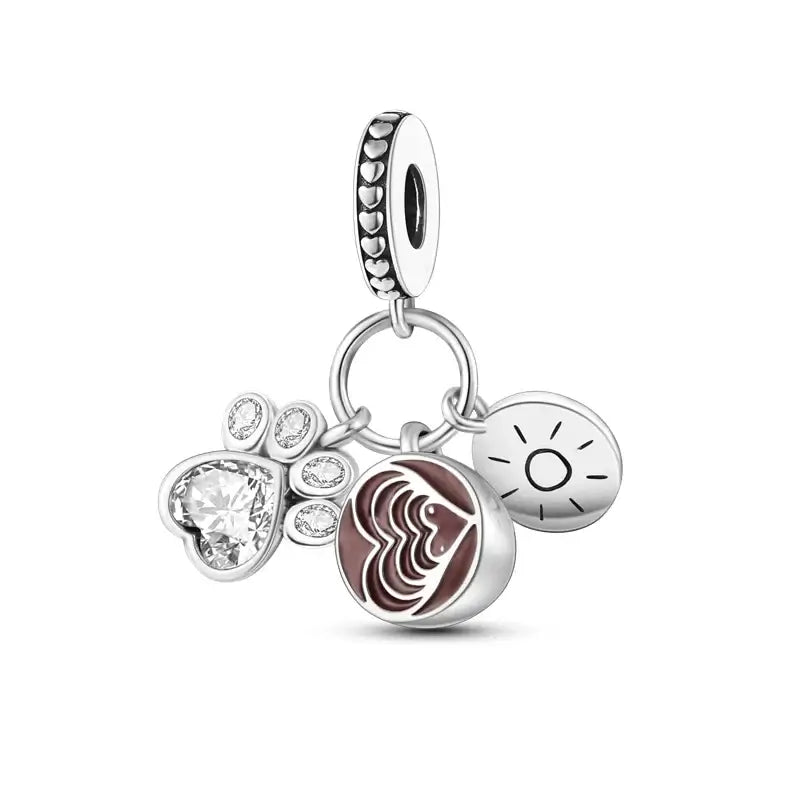 925 Silver Dog Charms: Paw, Bone & Bulldog Beads