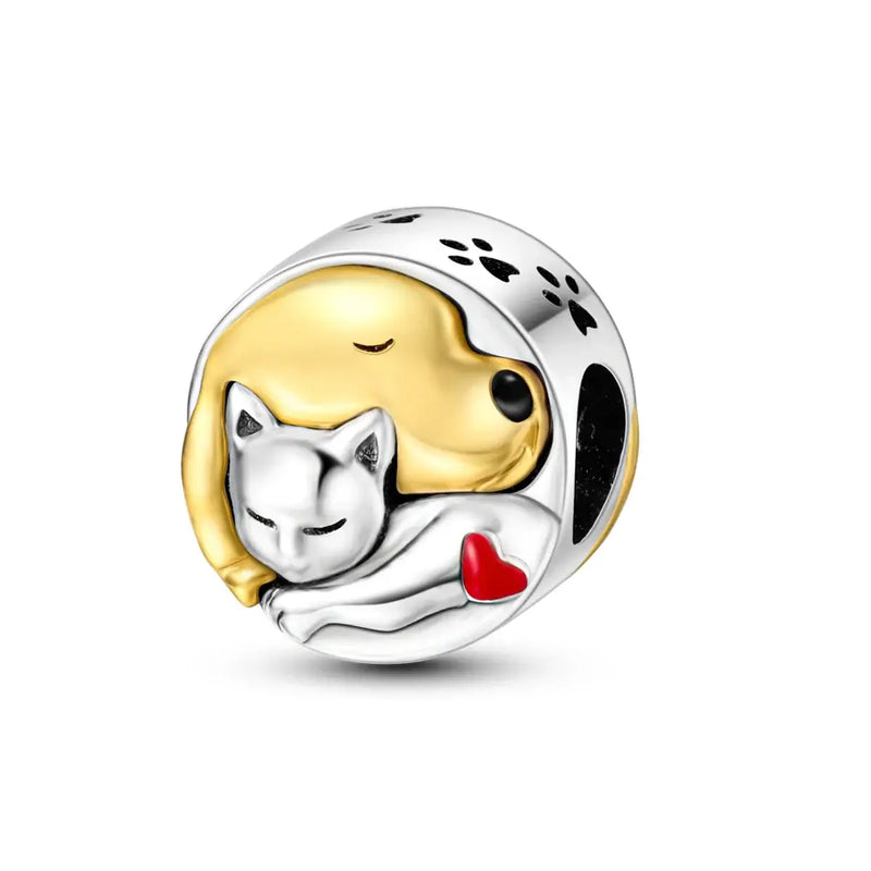 925 Silver Dog Charms: Paw, Bone & Bulldog Beads