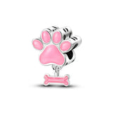 925 Silver Dog Charms: Paw, Bone & Bulldog Beads