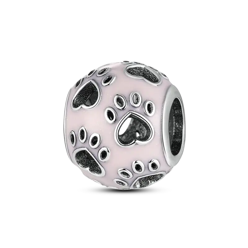 925 Silver Dog Charms: Paw, Bone & Bulldog Beads