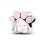 925 Silver Dog Charms: Paw, Bone & Bulldog Beads
