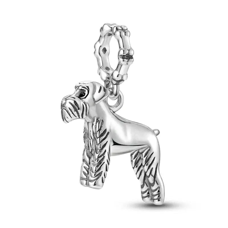 925 Silver Dog Charms: Paw, Bone & Bulldog Beads