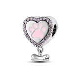 925 Silver Dog Charms: Paw, Bone & Bulldog Beads