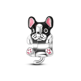 925 Silver Dog Charms: Paw, Bone & Bulldog Beads