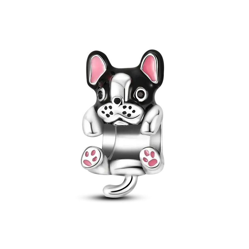 925 Silver Dog Charms: Paw, Bone & Bulldog Beads