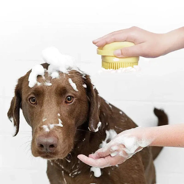 Silicone Pet Bath Brush: Gentle Grooming for Dogs and Cats - Bark Adventure Shop