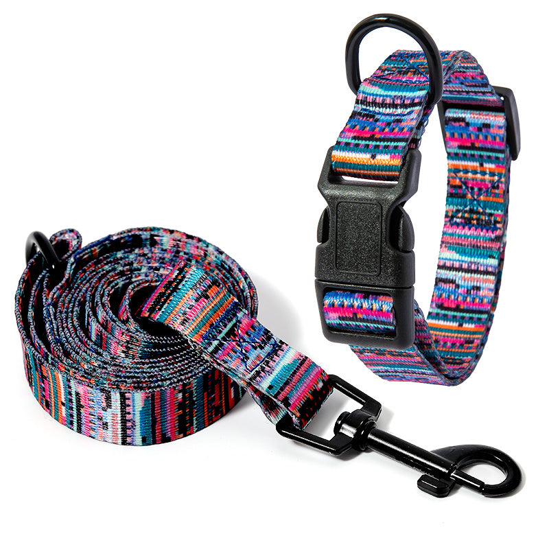 Vibrant Multi-Colored Dog Collar & Leash: Style Meets Comfort! - Bark Adventure Shop
