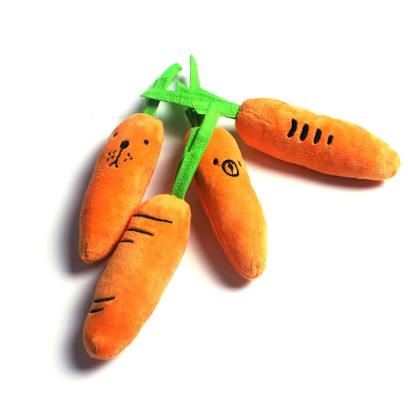 Plush Carrot Chew Toy – Squeaky, Soft & Durable for Pets