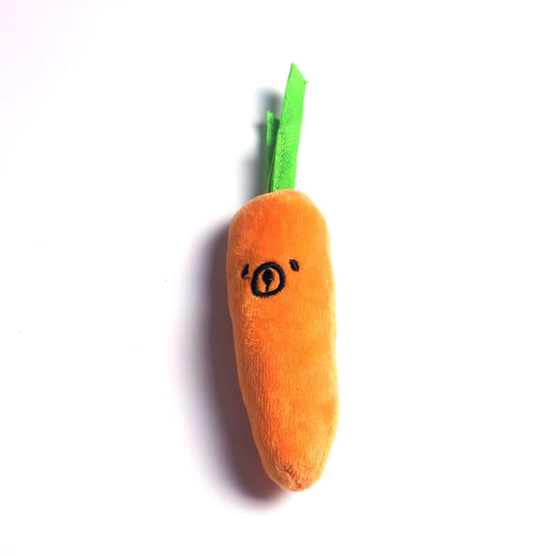 Plush Carrot Chew Toy – Squeaky, Soft & Durable for Pets