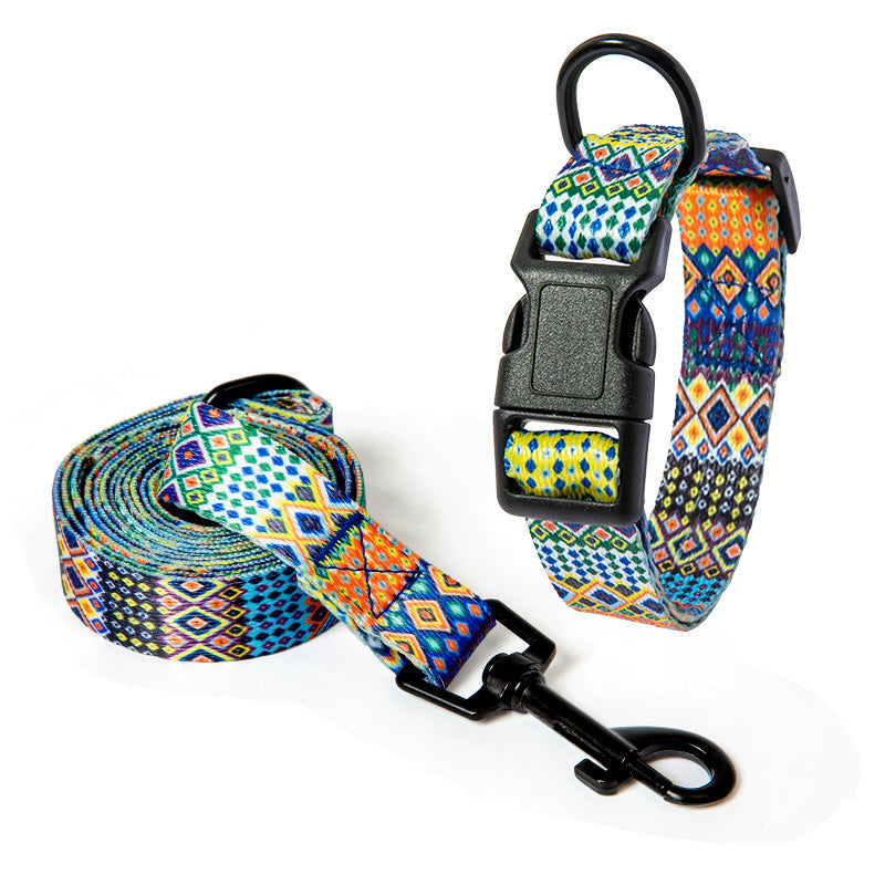 Vibrant Multi-Colored Dog Collar & Leash: Style Meets Comfort! - Bark Adventure Shop