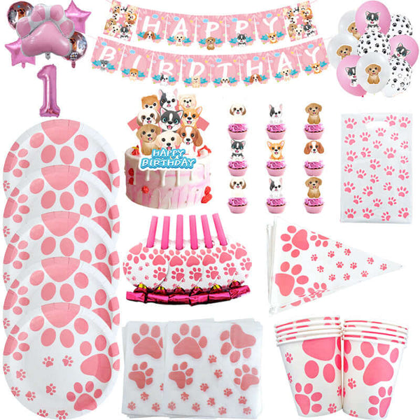 Dog Paw Party Tableware Set – Perfect for Pet Celebrations